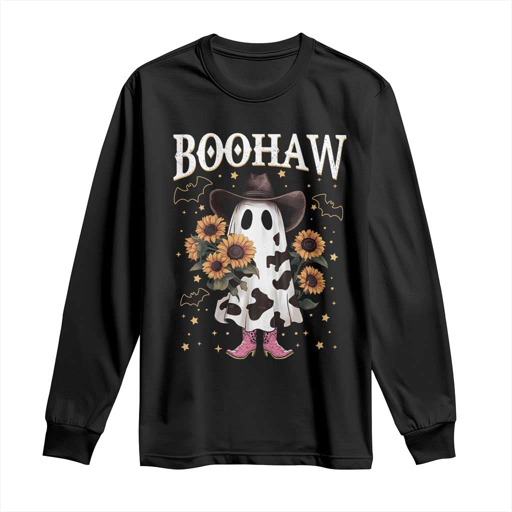 Funny Boohaw Halloween Western Cowboy Ghost Long Sleeve Shirt TS11 Black Print Your Wear