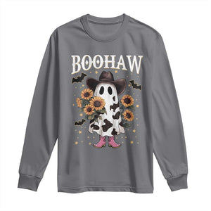 Funny Boohaw Halloween Western Cowboy Ghost Long Sleeve Shirt TS11 Charcoal Print Your Wear