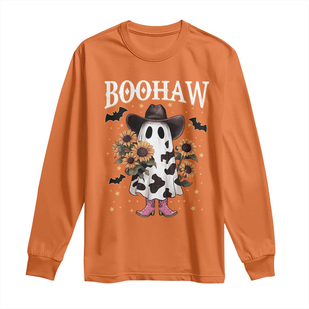 Funny Boohaw Halloween Western Cowboy Ghost Long Sleeve Shirt TS11 Orange Print Your Wear