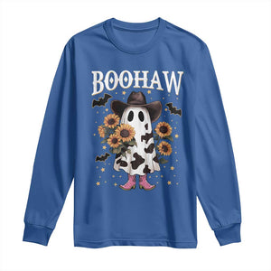 Funny Boohaw Halloween Western Cowboy Ghost Long Sleeve Shirt TS11 Royal Blue Print Your Wear