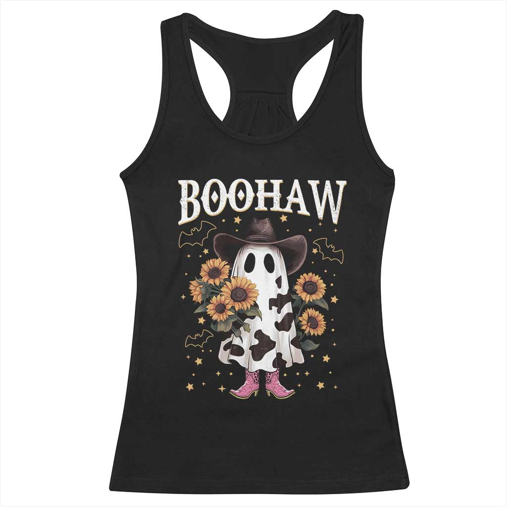 Funny Boohaw Halloween Western Cowboy Ghost Racerback Tank Top TS11 Black Print Your Wear