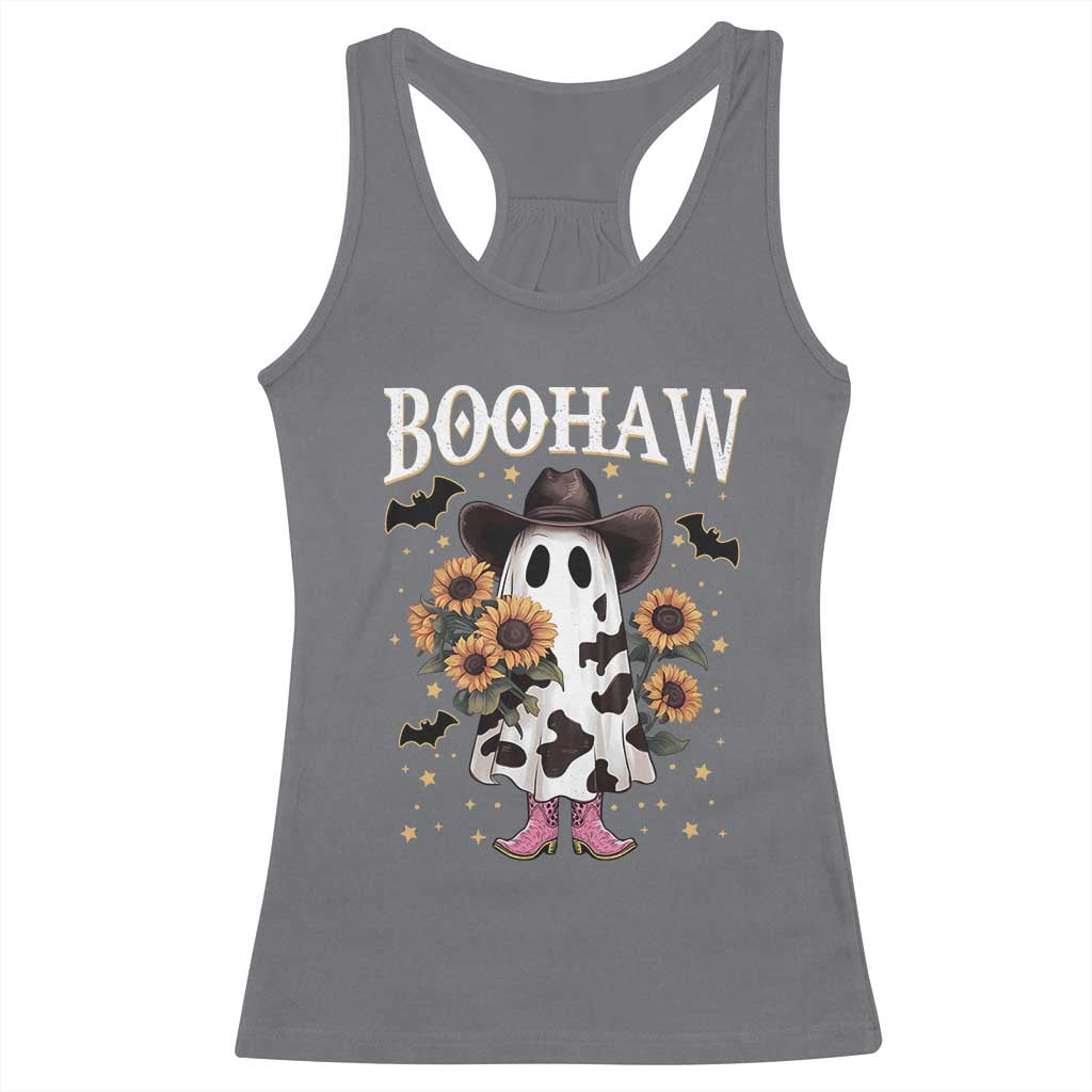 Funny Boohaw Halloween Western Cowboy Ghost Racerback Tank Top TS11 Charcoal Print Your Wear