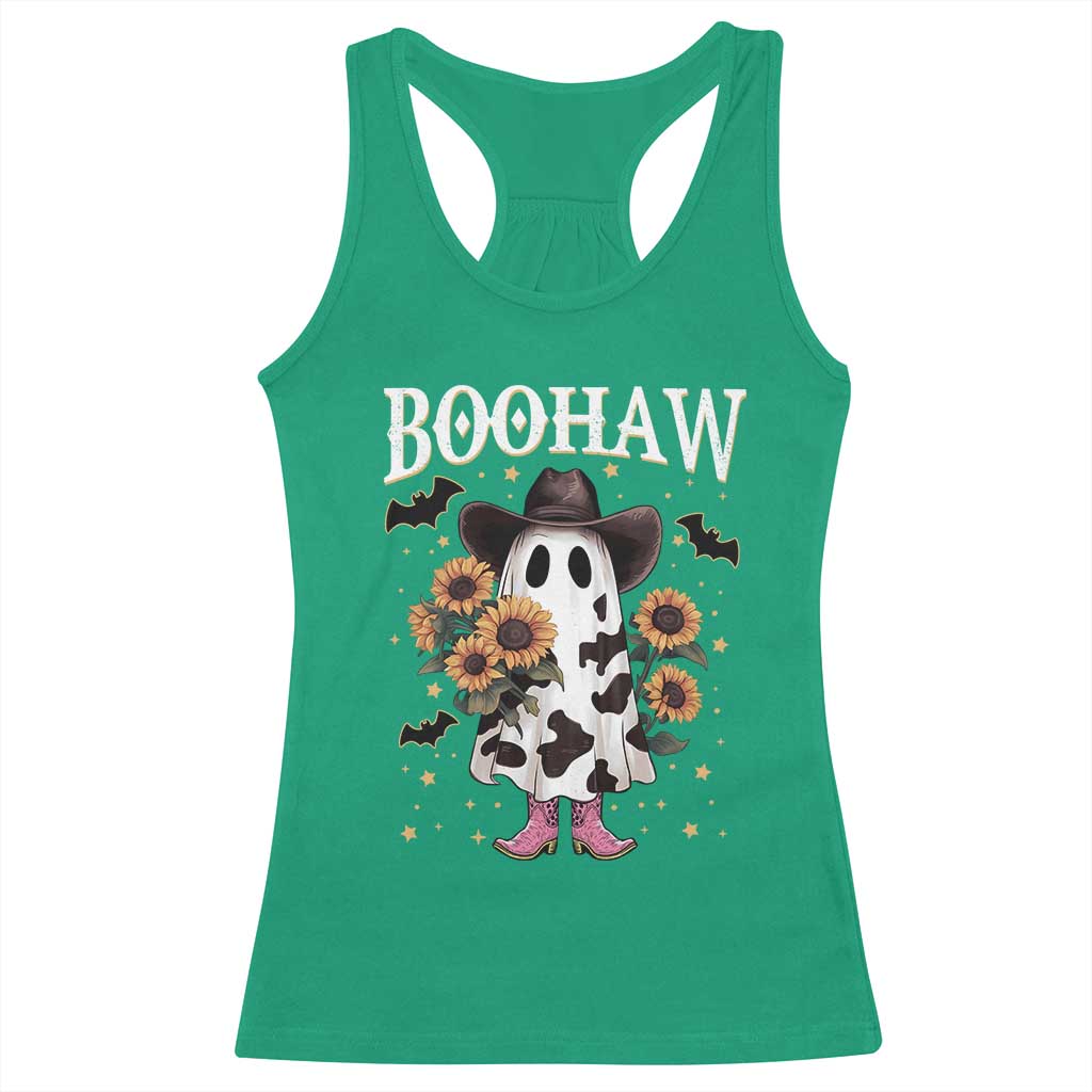Funny Boohaw Halloween Western Cowboy Ghost Racerback Tank Top TS11 Irish Green Print Your Wear