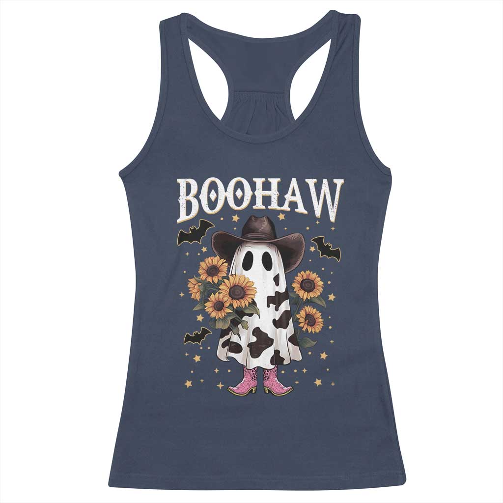 Funny Boohaw Halloween Western Cowboy Ghost Racerback Tank Top TS11 Navy Print Your Wear