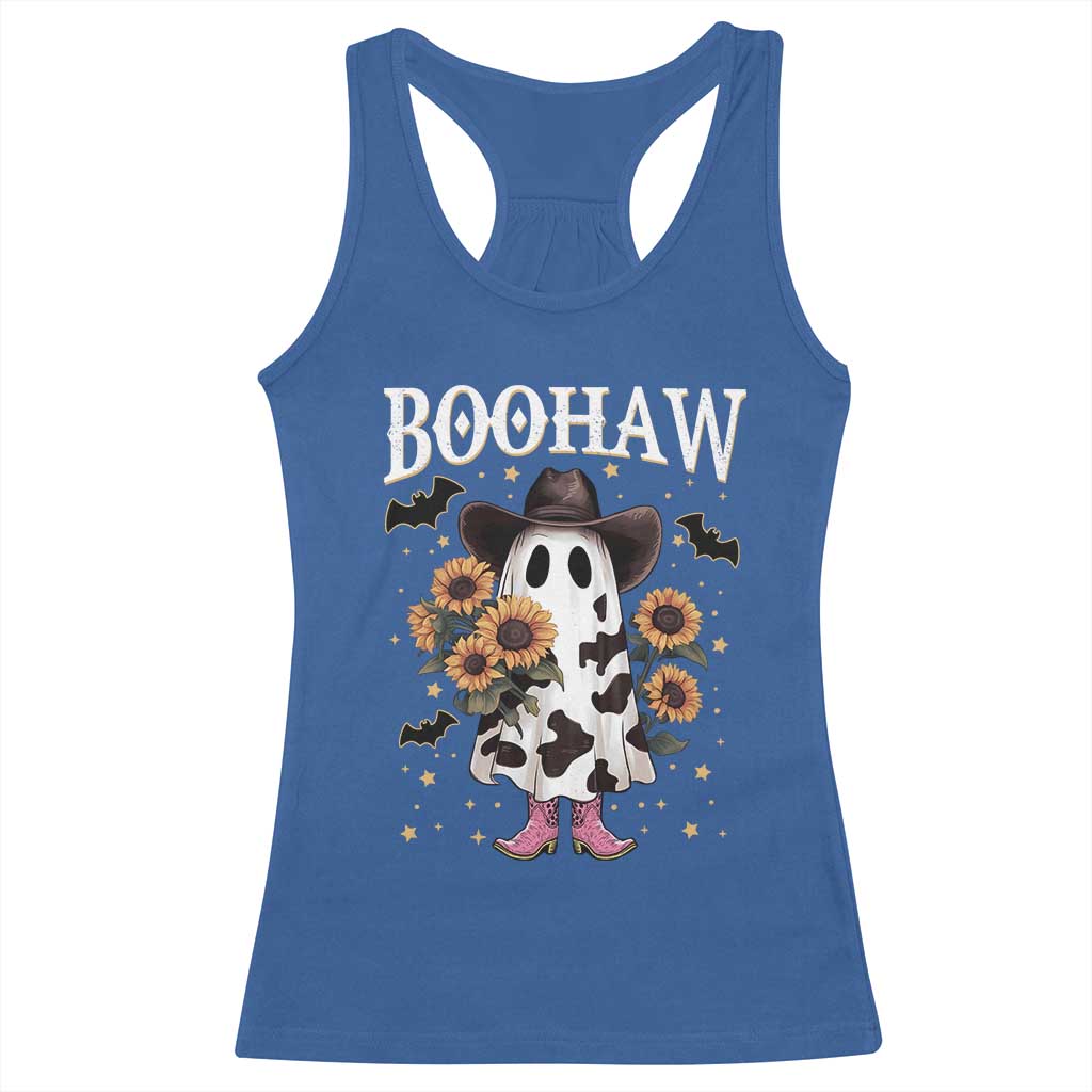Funny Boohaw Halloween Western Cowboy Ghost Racerback Tank Top TS11 Royal Blue Print Your Wear