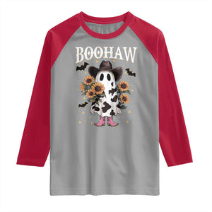 Funny Boohaw Halloween Western Cowboy Ghost Raglan Shirt TS11 Sport Gray Red Print Your Wear