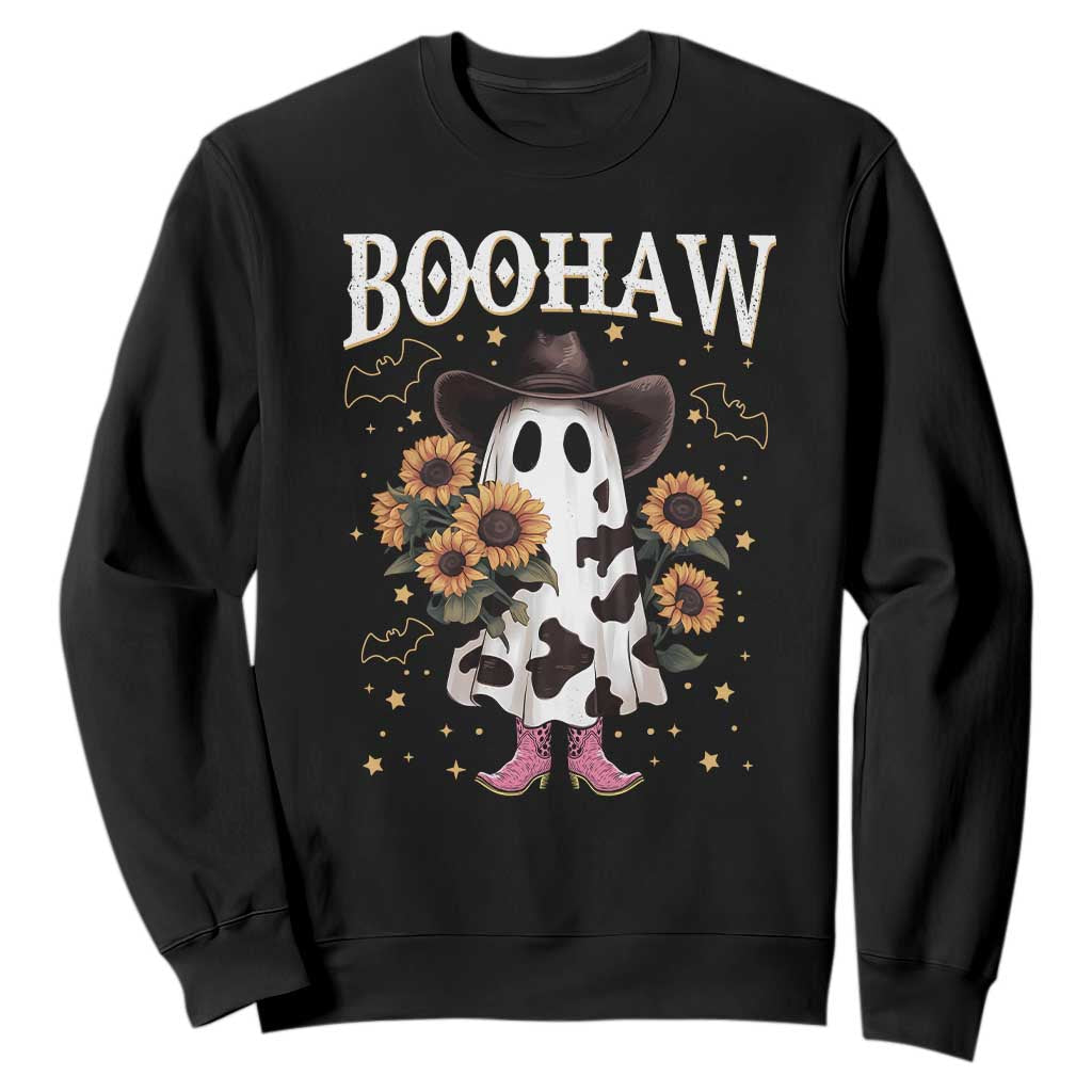 Funny Boohaw Halloween Western Cowboy Ghost Sweatshirt TS11 Black Print Your Wear