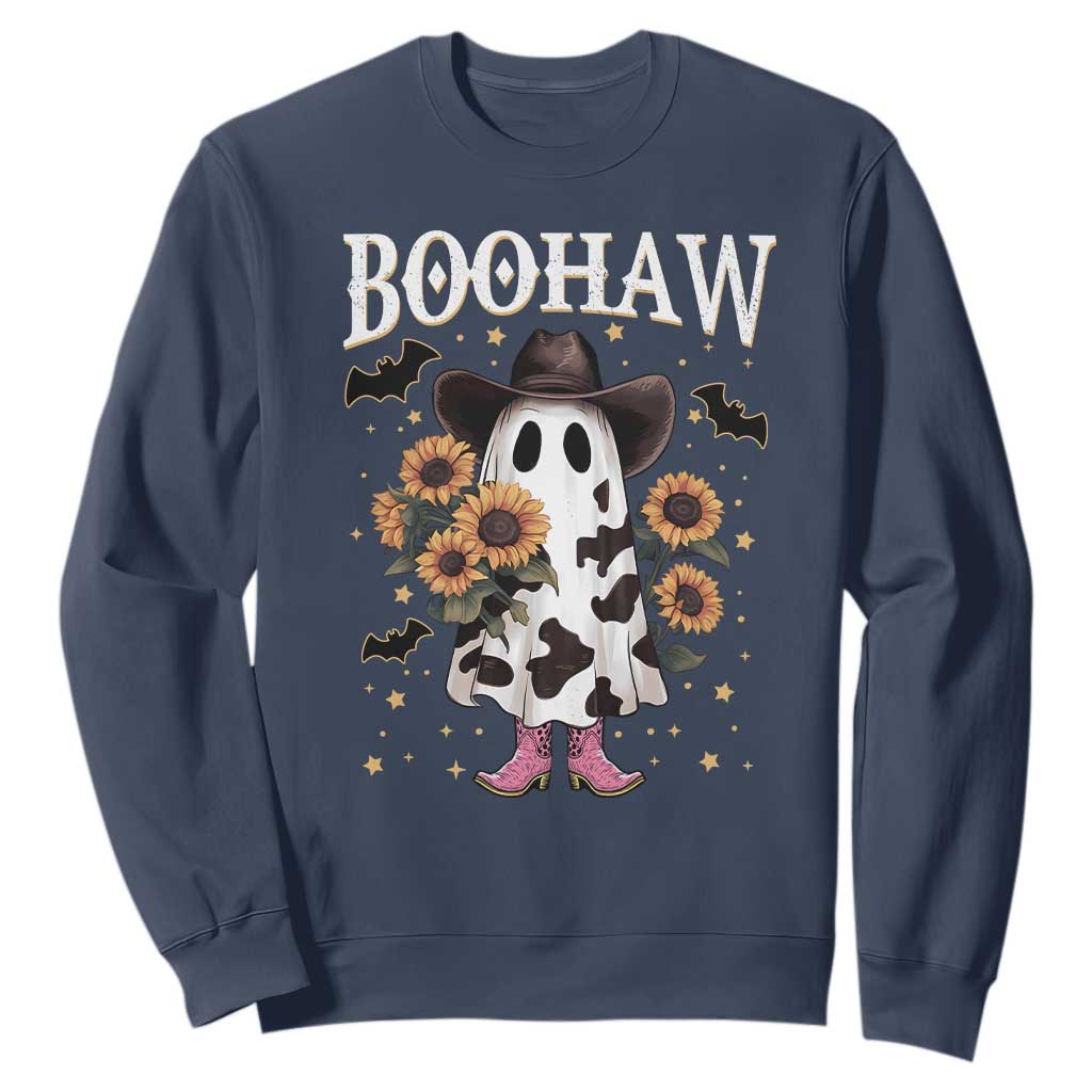 Funny Boohaw Halloween Western Cowboy Ghost Sweatshirt TS11 Navy Print Your Wear