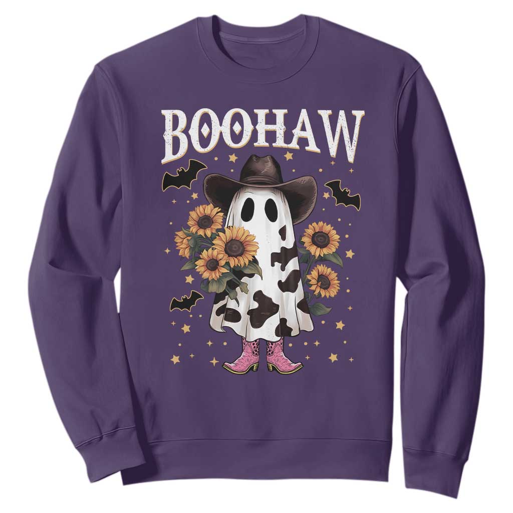 Funny Boohaw Halloween Western Cowboy Ghost Sweatshirt TS11 Purple Print Your Wear