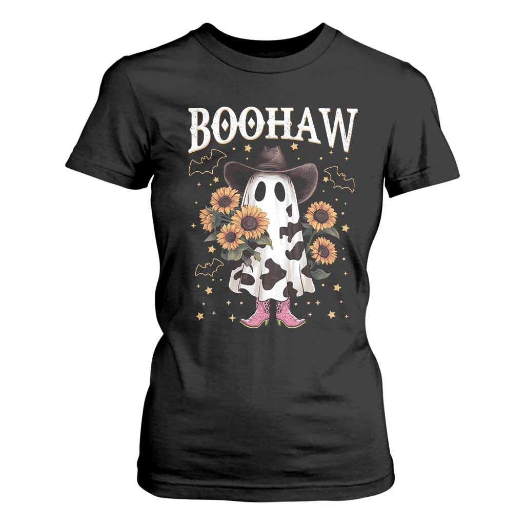 Funny Boohaw Halloween Western Cowboy Ghost T Shirt For Women TS11 Black Print Your Wear