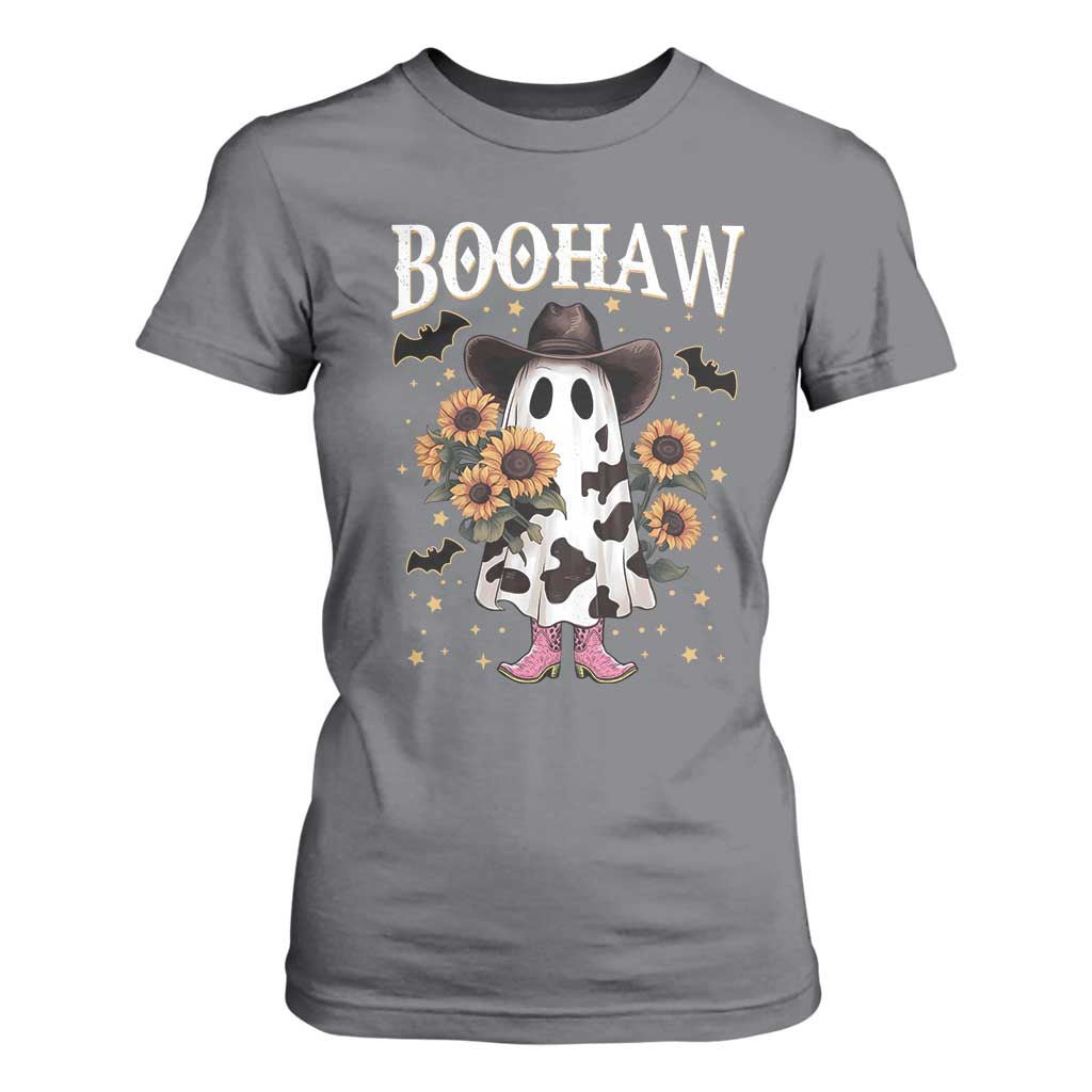 Funny Boohaw Halloween Western Cowboy Ghost T Shirt For Women TS11 Charcoal Print Your Wear