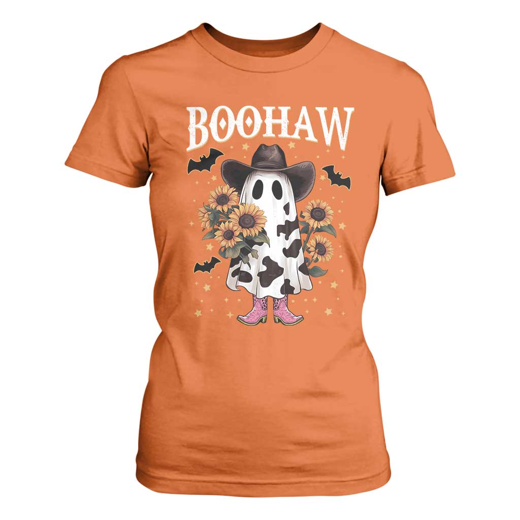 Funny Boohaw Halloween Western Cowboy Ghost T Shirt For Women TS11 Orange Print Your Wear