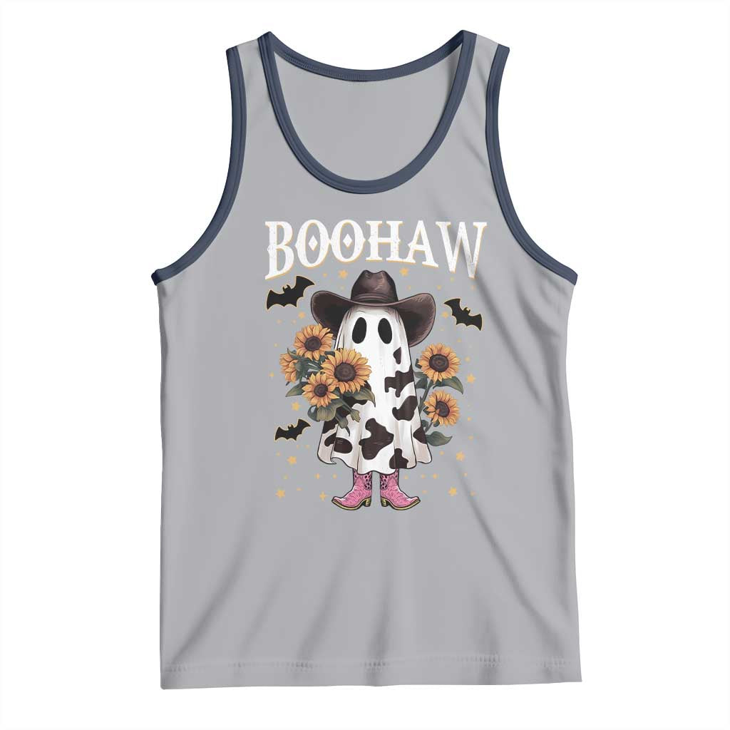 Funny Boohaw Halloween Western Cowboy Ghost Tank Top TS11 Athletic Heather Navy Print Your Wear