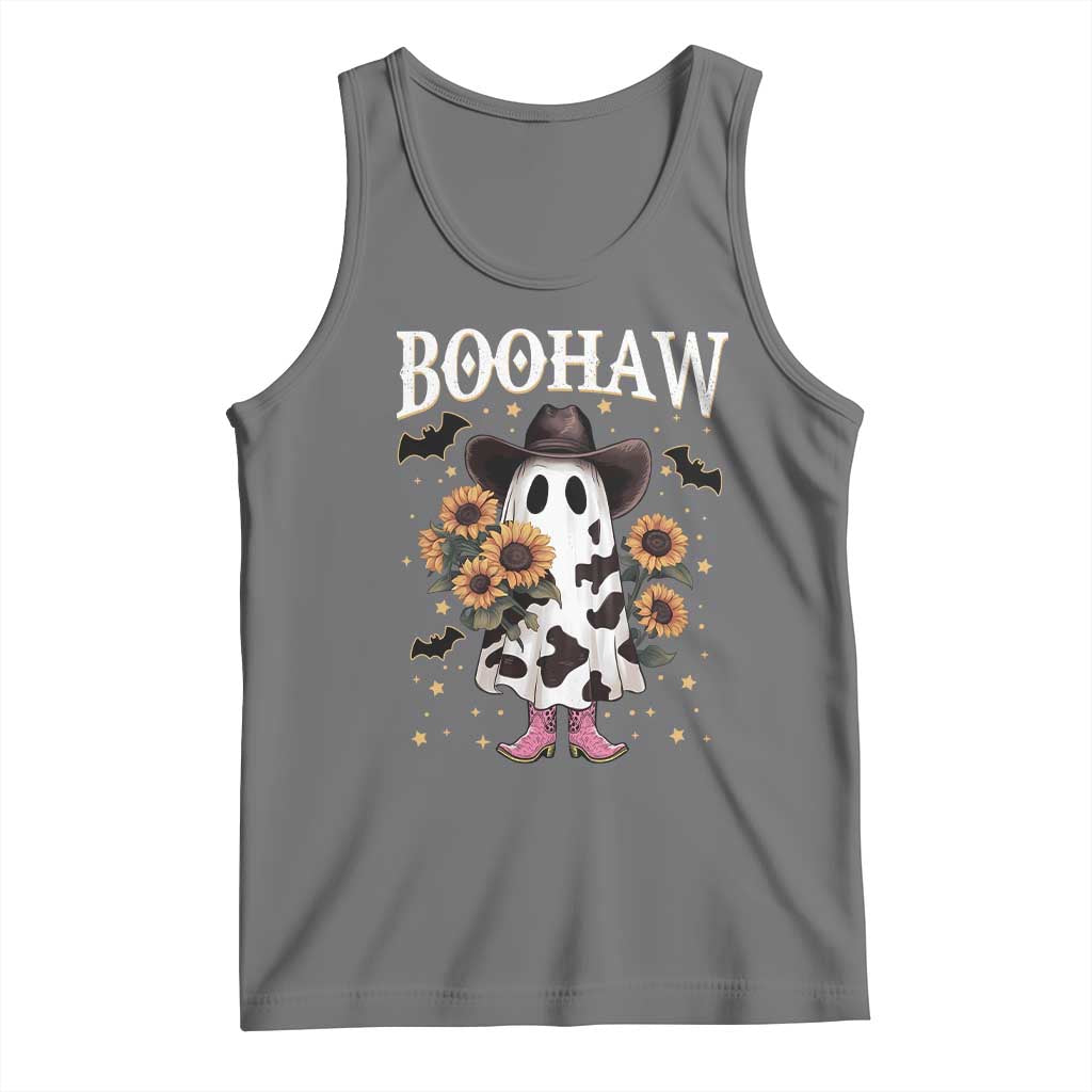 Funny Boohaw Halloween Western Cowboy Ghost Tank Top TS11 Black Heather Print Your Wear