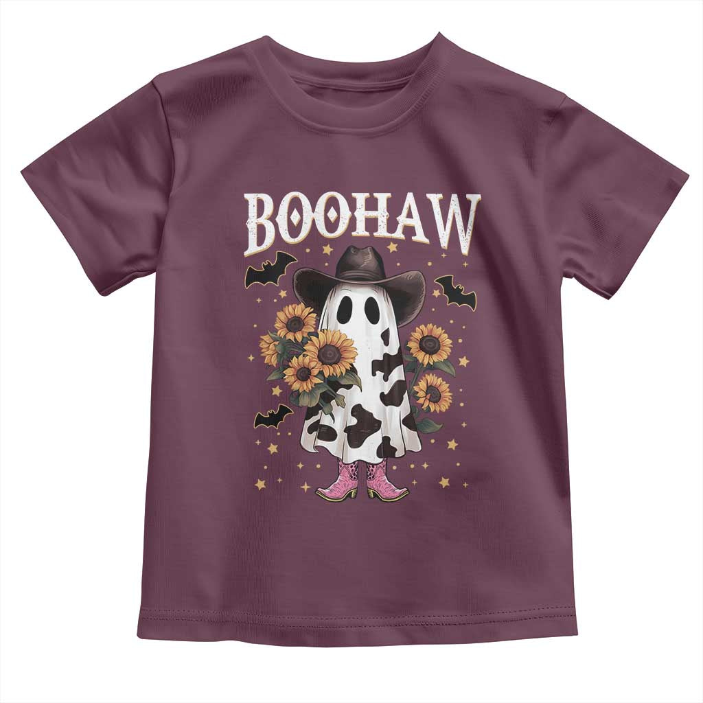 Funny Boohaw Halloween Western Cowboy Ghost Toddler T Shirt TS11 Maroon Print Your Wear