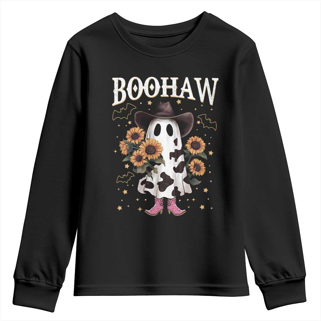 Funny Boohaw Halloween Western Cowboy Ghost Youth Sweatshirt TS11 Black Print Your Wear