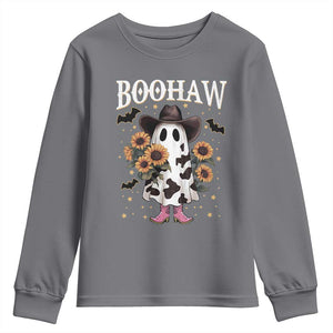 Funny Boohaw Halloween Western Cowboy Ghost Youth Sweatshirt TS11 Charcoal Print Your Wear