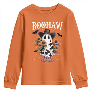 Funny Boohaw Halloween Western Cowboy Ghost Youth Sweatshirt TS11 Orange Print Your Wear
