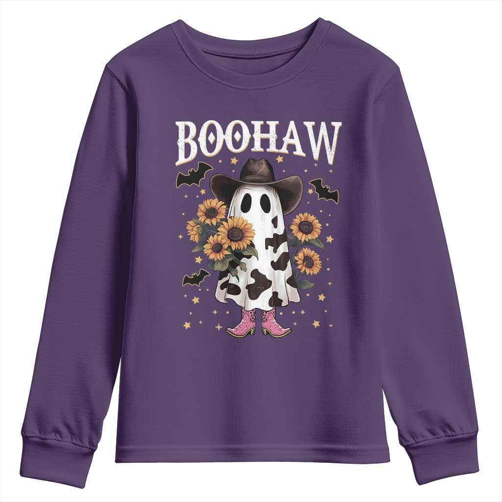 Funny Boohaw Halloween Western Cowboy Ghost Youth Sweatshirt TS11 Purple Print Your Wear