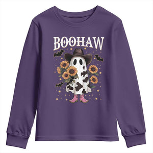 Funny Boohaw Halloween Western Cowboy Ghost Youth Sweatshirt TS11 Purple Print Your Wear