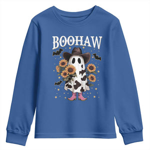 Funny Boohaw Halloween Western Cowboy Ghost Youth Sweatshirt TS11 Royal Blue Print Your Wear