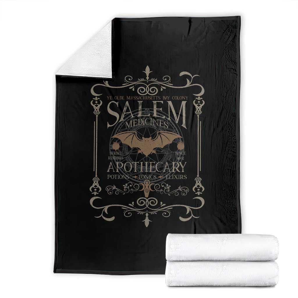 Halloween Salem Witch Throw Blanket Salem Medicines Apothecary Potions Tonics Elixirs TS11 Black Print Your Wear