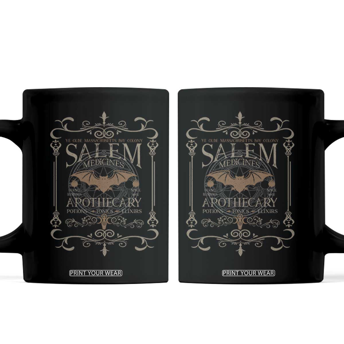 Halloween Salem Witch Coffee Mug Salem Medicines Apothecary Potions Tonics Elixirs TS11 Black Print Your Wear