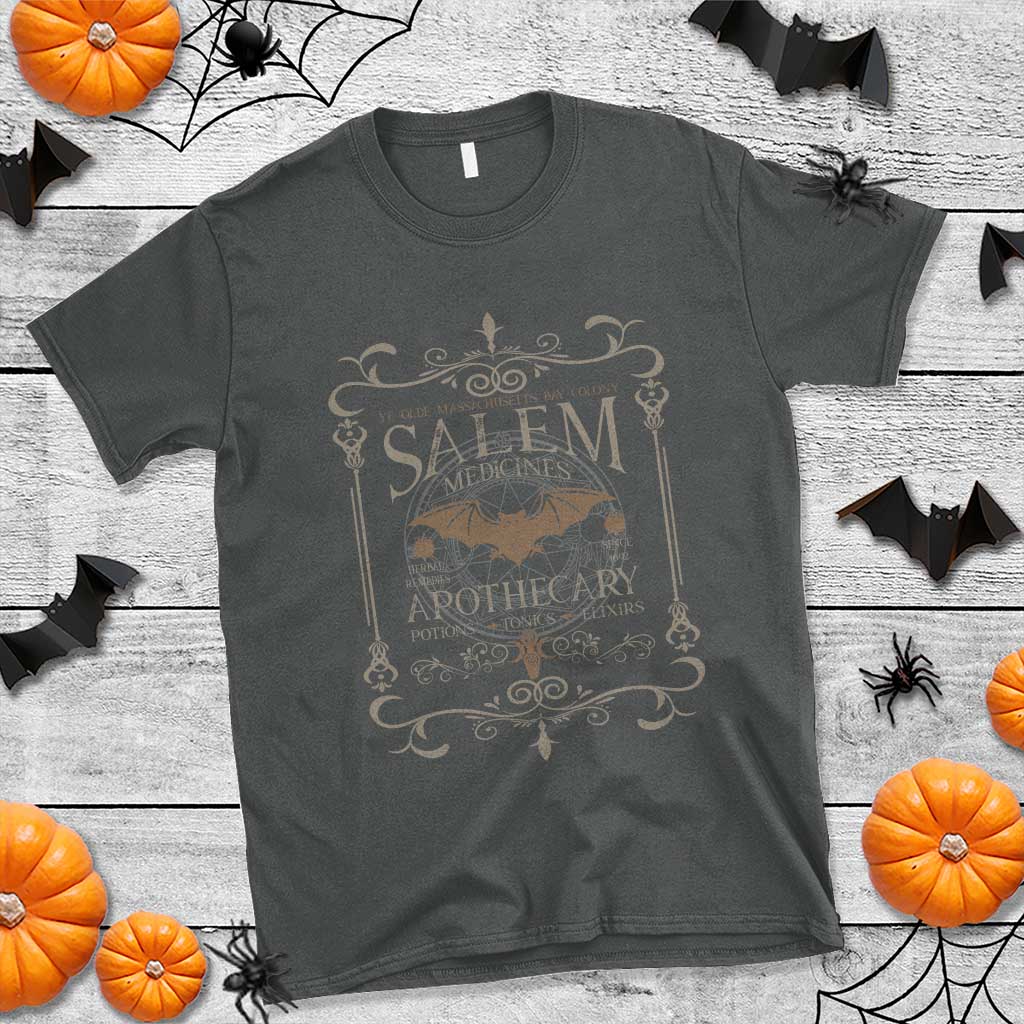 Halloween Salem Witch T Shirt Salem Medicines Apothecary Potions Tonics Elixirs TS11 Dark Heather Print Your Wear