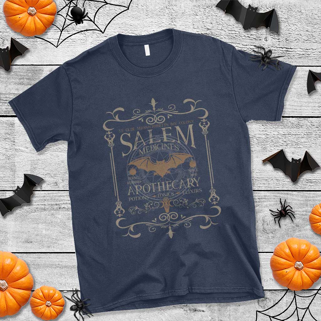 Halloween Salem Witch T Shirt Salem Medicines Apothecary Potions Tonics Elixirs TS11 Navy Print Your Wear