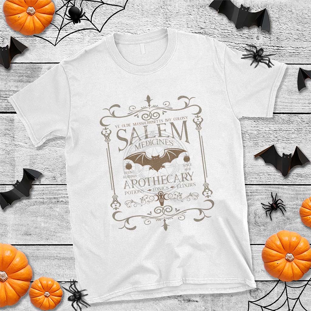 Halloween Salem Witch T Shirt Salem Medicines Apothecary Potions Tonics Elixirs TS11 White Print Your Wear