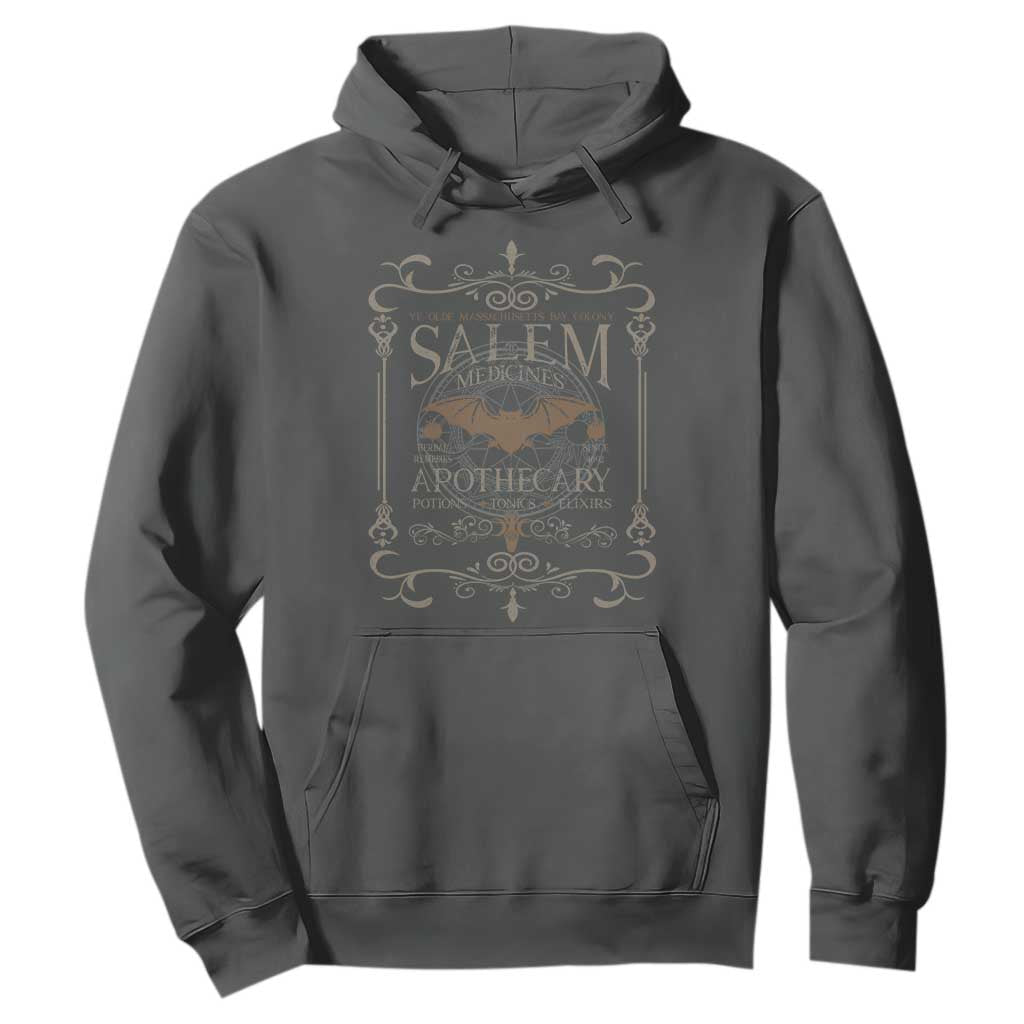 Halloween Salem Witch Hoodie Salem Medicines Apothecary Potions Tonics Elixirs TS11 Dark Heather Print Your Wear