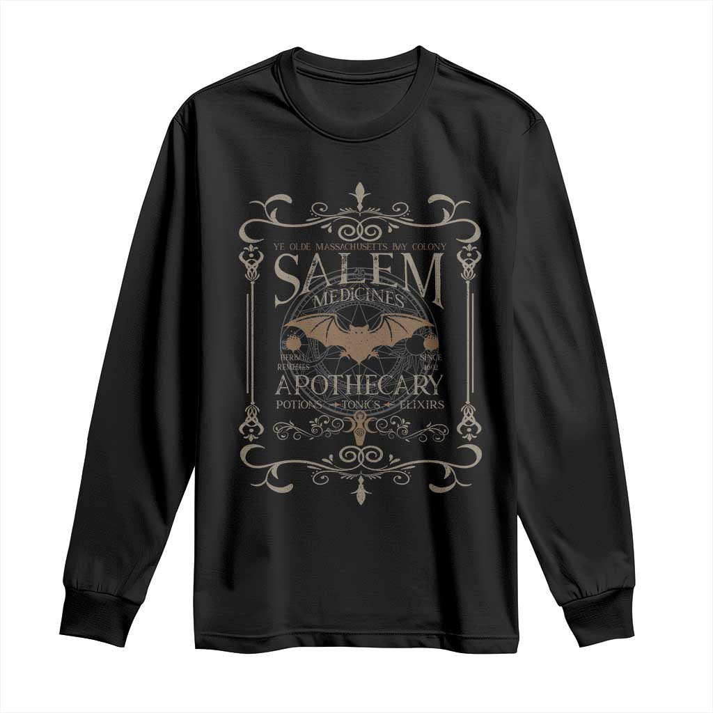 Halloween Salem Witch Long Sleeve Shirt Salem Medicines Apothecary Potions Tonics Elixirs TS11 Black Print Your Wear