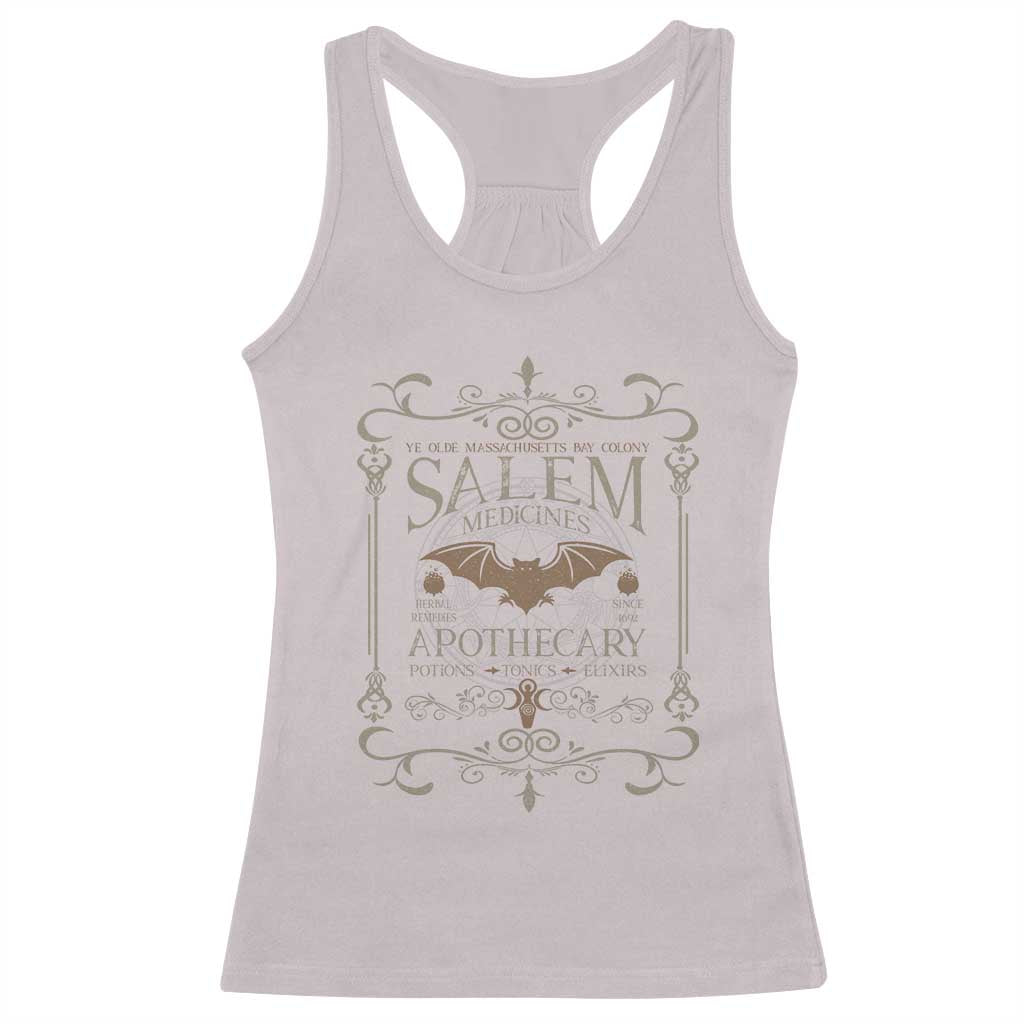 Halloween Salem Witch Racerback Tank Top Salem Medicines Apothecary Potions Tonics Elixirs TS11 Ice Gray Print Your Wear