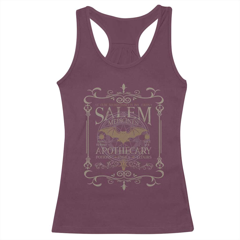 Halloween Salem Witch Racerback Tank Top Salem Medicines Apothecary Potions Tonics Elixirs TS11 Maroon Print Your Wear