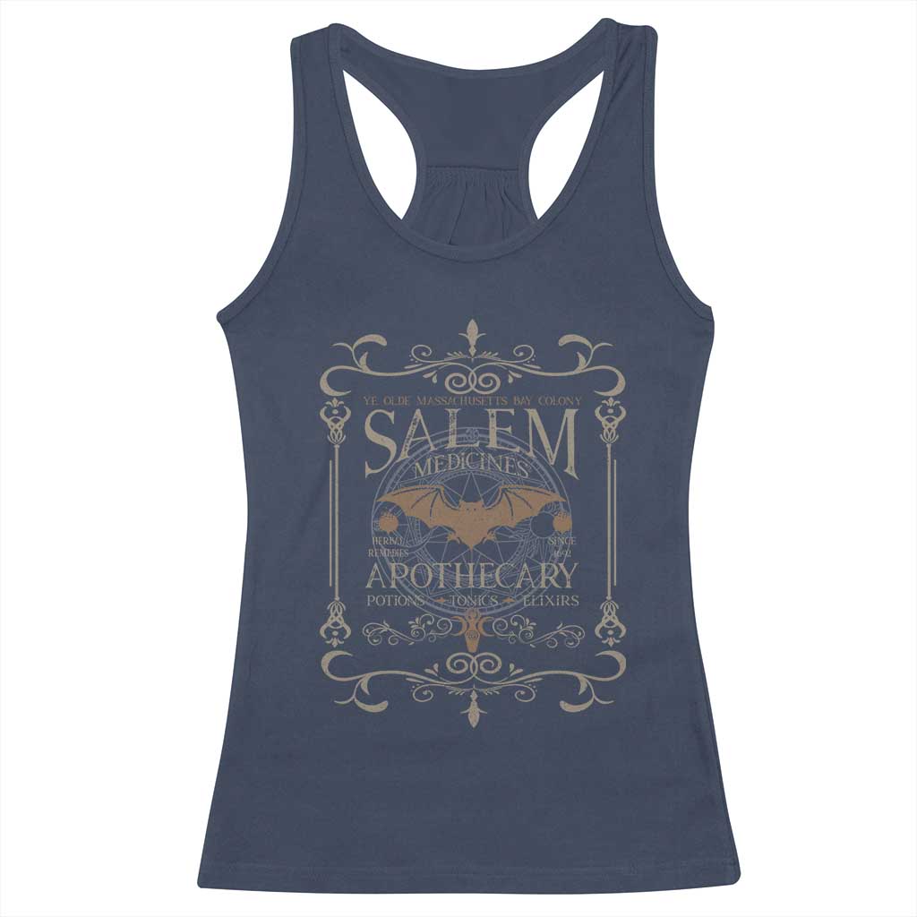 Halloween Salem Witch Racerback Tank Top Salem Medicines Apothecary Potions Tonics Elixirs TS11 Navy Print Your Wear