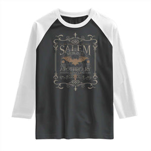 Halloween Salem Witch Raglan Shirt Salem Medicines Apothecary Potions Tonics Elixirs TS11 Black White Print Your Wear