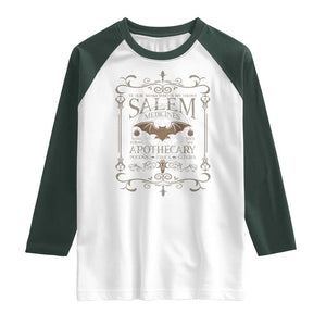 Halloween Salem Witch Raglan Shirt Salem Medicines Apothecary Potions Tonics Elixirs TS11 White Dark Forest Green Print Your Wear