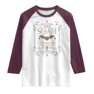 Halloween Salem Witch Raglan Shirt Salem Medicines Apothecary Potions Tonics Elixirs TS11 White Maroon Print Your Wear