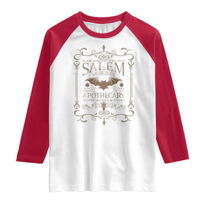 Halloween Salem Witch Raglan Shirt Salem Medicines Apothecary Potions Tonics Elixirs TS11 White Red Print Your Wear