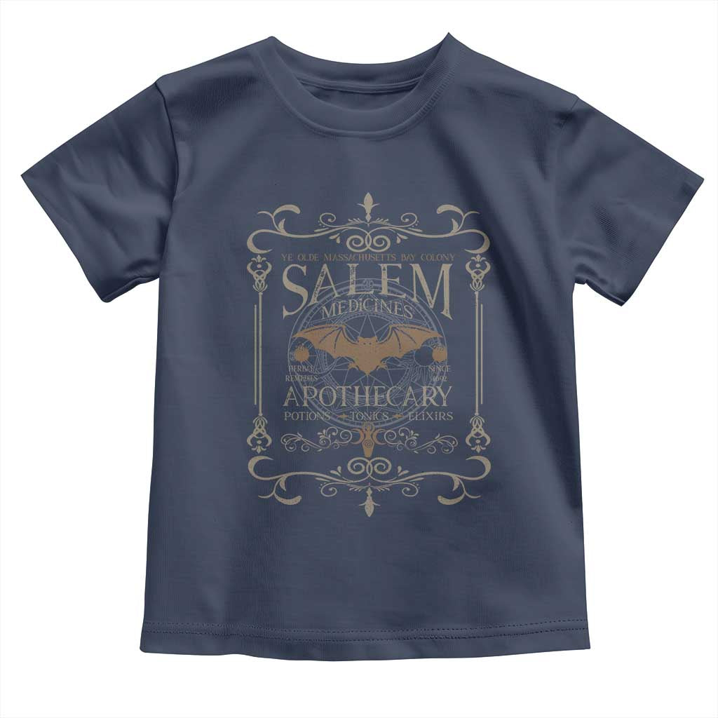 Halloween Salem Witch Toddler T Shirt Salem Medicines Apothecary Potions Tonics Elixirs TS11 Navy Print Your Wear