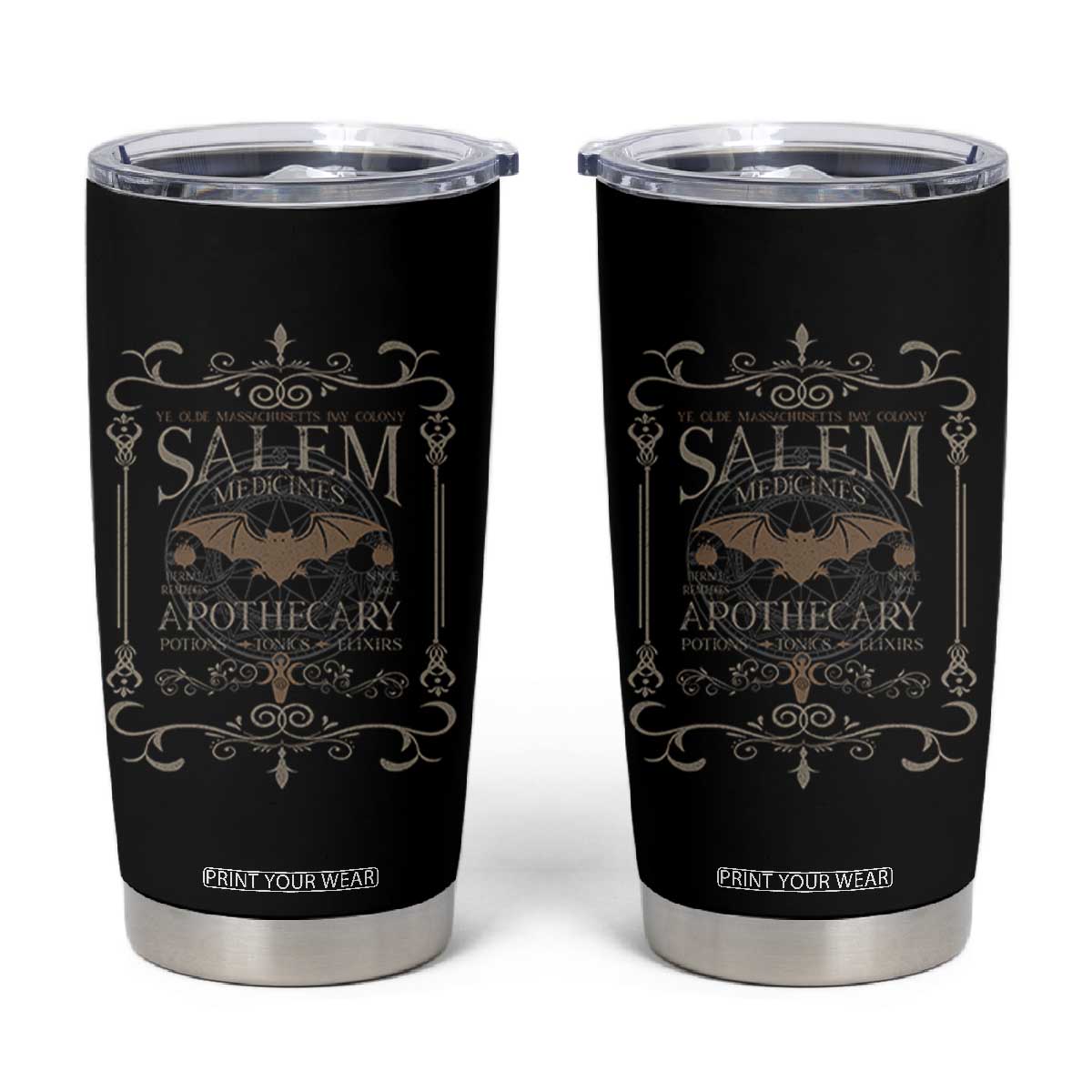Halloween Salem Witch Tumbler Cup Salem Medicines Apothecary Potions Tonics Elixirs TS11 Black Print Your Wear