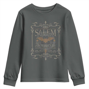 Halloween Salem Witch Youth Sweatshirt Salem Medicines Apothecary Potions Tonics Elixirs TS11 Dark Heather Print Your Wear