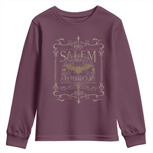 Halloween Salem Witch Youth Sweatshirt Salem Medicines Apothecary Potions Tonics Elixirs TS11 Maroon Print Your Wear