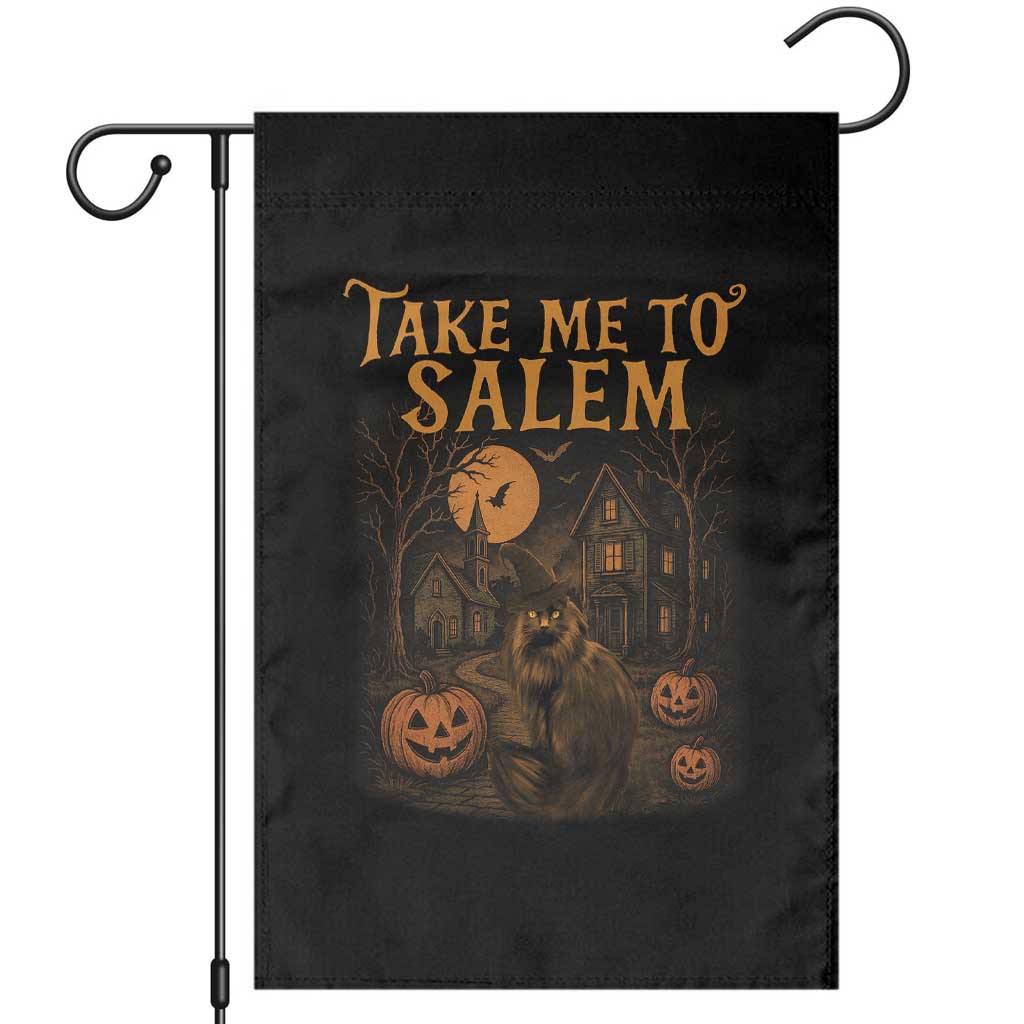 Take Me To Salem Garden Flag Halloween Witch Salem Trip Black Cat Spooky Season TS11 Black Print Your Wear