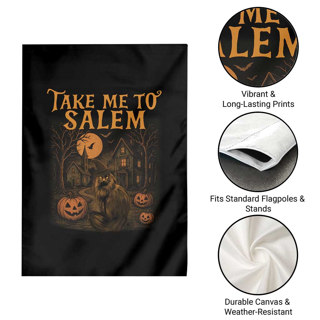 Take Me To Salem Garden Flag Halloween Witch Salem Trip Black Cat Spooky Season TS11 Print Your Wear