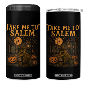 Take Me To Salem 4 in 1 Can Cooler Tumbler Halloween Witch Salem Trip Black Cat Spooky Season TS11 One Size: 16 oz Black Print Your Wear