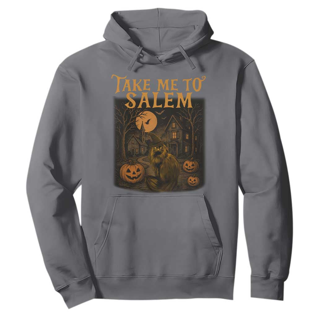 Take Me To Salem Hoodie Halloween Witch Salem Trip Black Cat Spooky Season TS11 Charcoal Print Your Wear