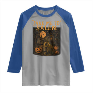 Take Me To Salem Raglan Shirt Halloween Witch Salem Trip Black Cat Spooky Season TS11 Sport Gray Royal Print Your Wear