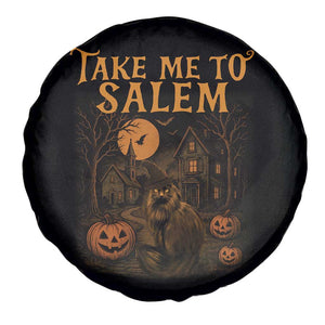 Take Me To Salem Spare Tire Cover Halloween Witch Salem Trip Black Cat Spooky Season TS11 Print Your Wear