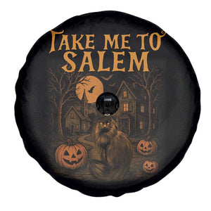 Take Me To Salem Spare Tire Cover Halloween Witch Salem Trip Black Cat Spooky Season TS11 Print Your Wear